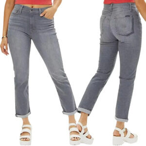 Hudson Women's Sz 26 Blair Cropped Raw Hem Straight Leg Stretch Denim Gray Jeans